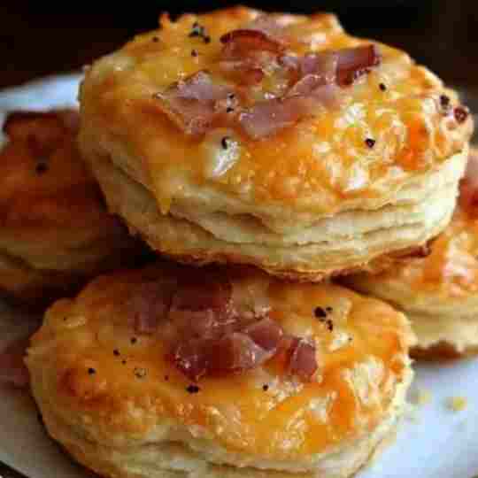 Biscuits with Cheese and Bacon in Puff Pastry