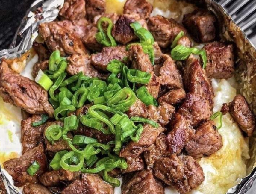 Loaded Baked Potato with Steak Bites