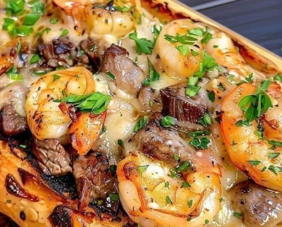 Steak and Shrimp Stuffed Bread