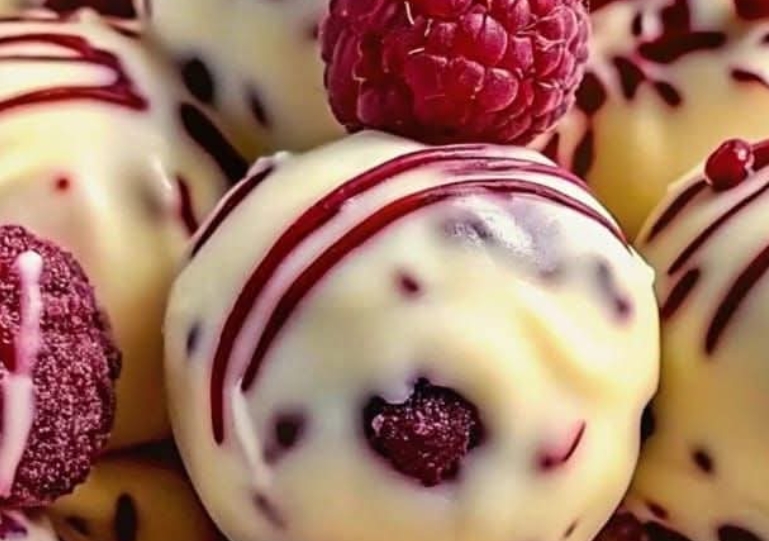 White Chocolate Raspberry Cheesecake Balls