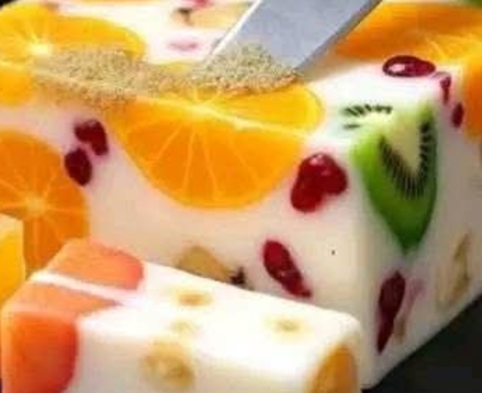 Milk & Fruit Dessert (No Gelatin, No Baking)
